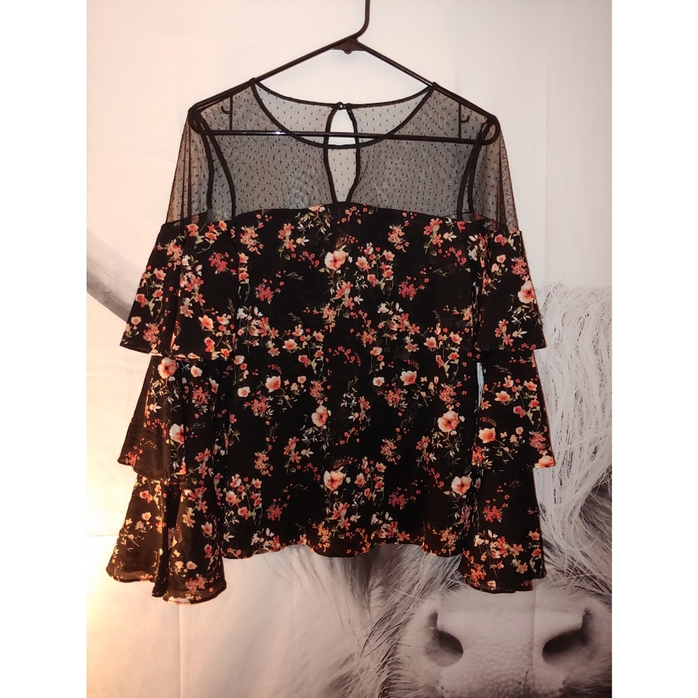 White House Black Market flowy semi sheer blouse
